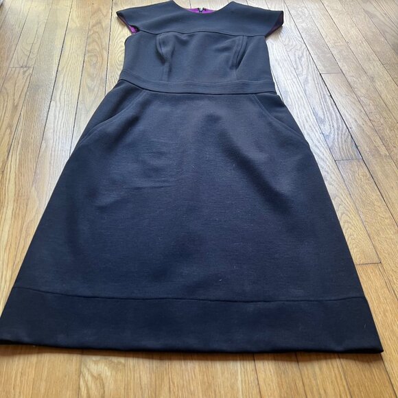 Shoshanna Size 8 Black Cap Sleeve Round Neck Knee Length Dress - Picture 5 of 13